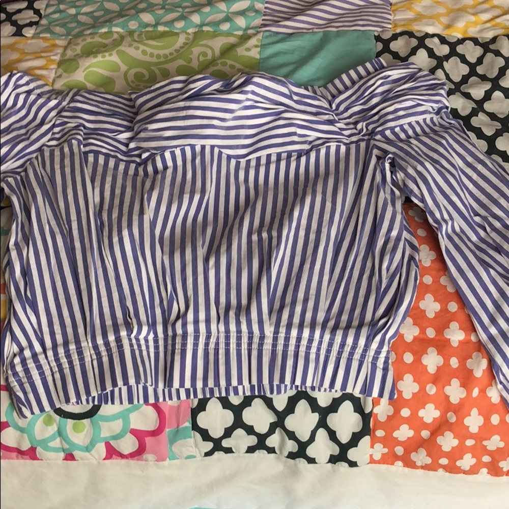 Zara purple stripped off shoulder long sleeve crop